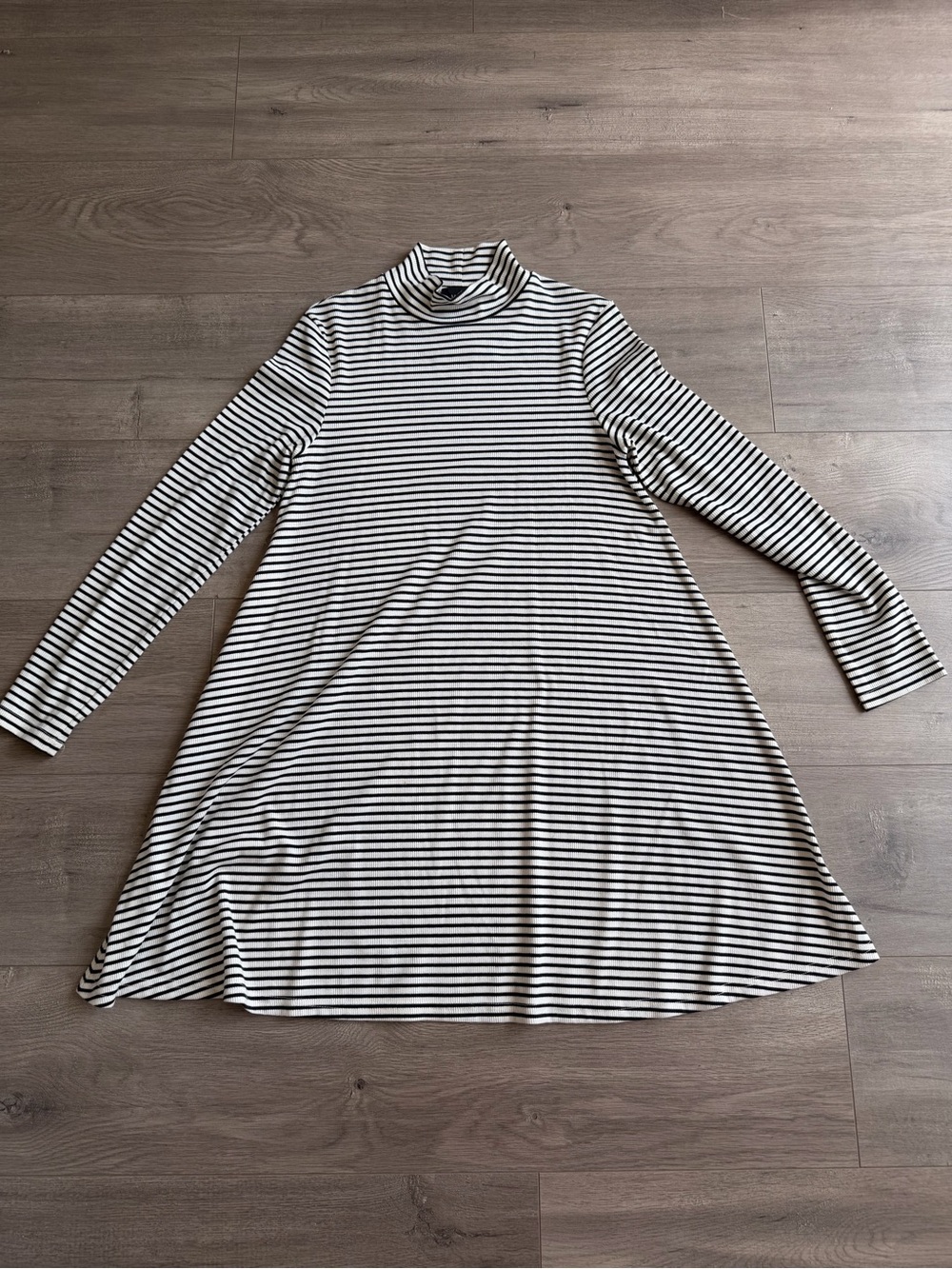 Minkpink Striped Turtleneck A-Line Dress - Black & White - size medium